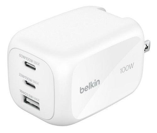 Belkin WCH016DQWH mobile device charger Universal White AC Fast charging Indoor