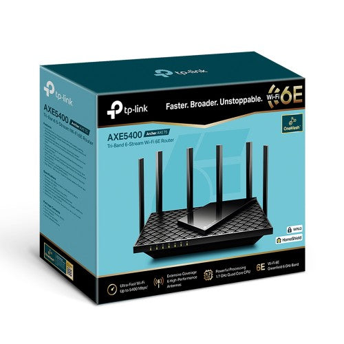 TP-Link Archer AXE75 wireless router Gigabit Ethernet Tri-band (2.4 GHz / 5 GHz / 6 GHz) Black