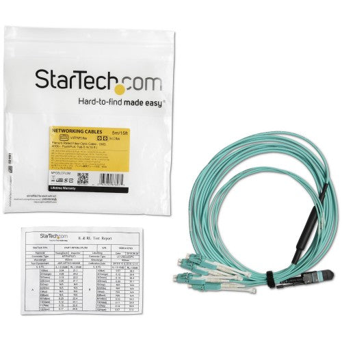 StarTech.com MPO8LCPL5M InfiniBand/fibre optic cable 196.9" (5 m) MPO/MTP 8x LC Aqua color