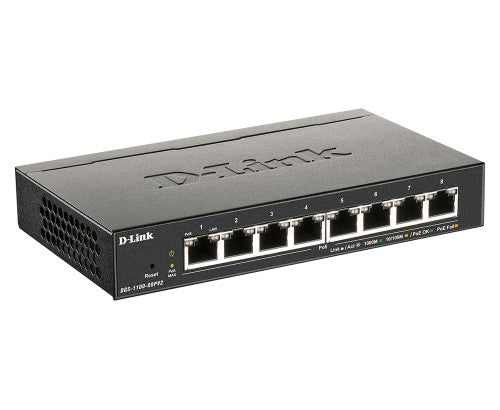 D-Link DGS-1100-08PV2/B Managed L2/L3 Gigabit Ethernet (10/100/1000) Power over Ethernet (PoE) Black