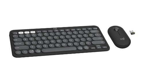 Logitech Pebble 2 Combo keyboard Mouse included Universal RF Wireless + Bluetooth QWERTY English Graphite