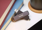 SanDisk SDDDE1-512G-G46 USB flash drive 512 GB USB Type-C/USB Type-A 3.2 Gen 2 (3.1 Gen 2) Black