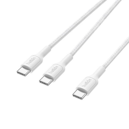 Belkin CAC004FQ1.5MWH USB cable USB 2.0 59.1" (1.5 m) USB C 2 x USB C 0.48 Gbit/s 140 W White