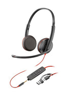 HP Poly Blackwire 3225 Stereo Headset +USB-C/A Adapter TAA
