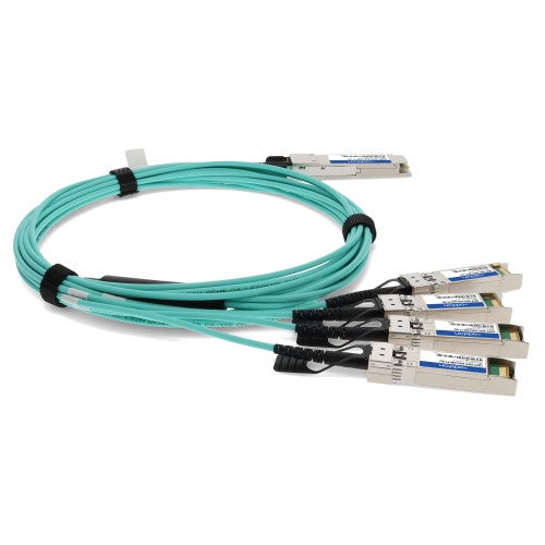AddOn Networks QSFP-4SFP-AOC15M-FT-AO InfiniBand/fibre optic cable 590.6" (15 m) QSFP+ 4x SFP+ AOC Aqua color