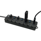 Adesso AUH-3070P interface hub USB 3.2 Gen 1 (3.1 Gen 1) Type-A 5000 Mbit/s Black