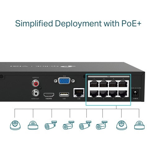 TP-Link VIGI NVR1008H-8MP network video recorder Black