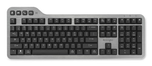 Kensington MK7500F QuietType Pro keyboard Home/Office USB + RF Wireless + Bluetooth QWERTY US English Aluminum, Black