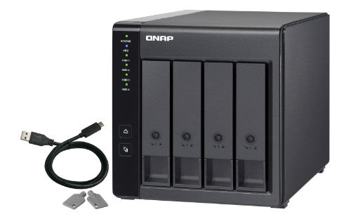 QNAP TR-004-US storage drive enclosure HDD/SSD enclosure Black 2.5/3.5"