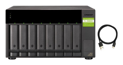 QNAP TL-D800C-US storage drive enclosure HDD/SSD enclosure Black, Gray 2.5/3.5"