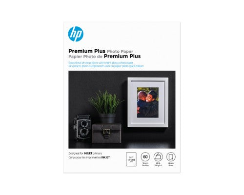 HP Premium Plus Photo Paper Glossy 80 lb 5 x 7 in. (127 x 178 mm) 60 sheets
