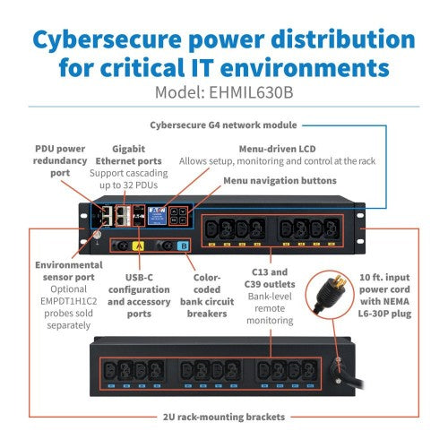 Eaton EHMIL630B power distribution unit (PDU) 20 AC outlet(s) 2U Black