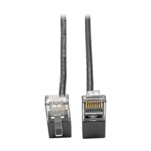Tripp Lite Right-Angle Cat6 UTP Patch Cable (RJ45) - M/M, Gigabit, Snagless, Molded, Slim, Black, 0.61 m