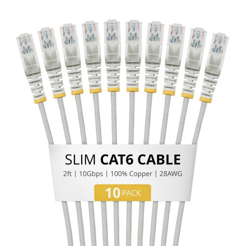 StarTech.com N6PAT2GRS10PK networking cable Gray 24" (0.609 m) Cat6 U/UTP (UTP)