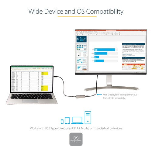StarTech.com CDP2MDPEC USB graphics adapter 3840 x 2160 pixels White