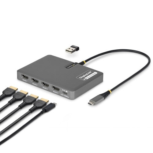 StarTech.com QUAD-USB-HDMI-ADAPT laptop dock/port replicator Wired USB 3.2 Gen 1 (3.1 Gen 1) Type-C Gray