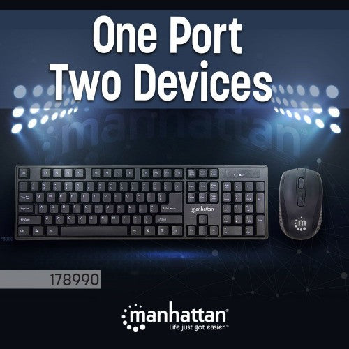 Manhattan 178990 keyboard Mouse included Universal RF Wireless Black