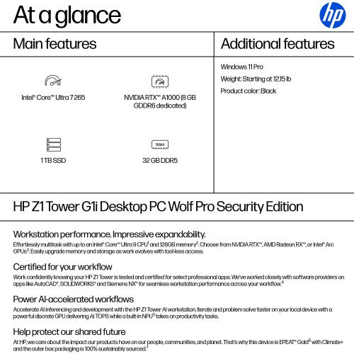 HP Z1 Tower G1i Desktop PC Wolf Pro Security Edition