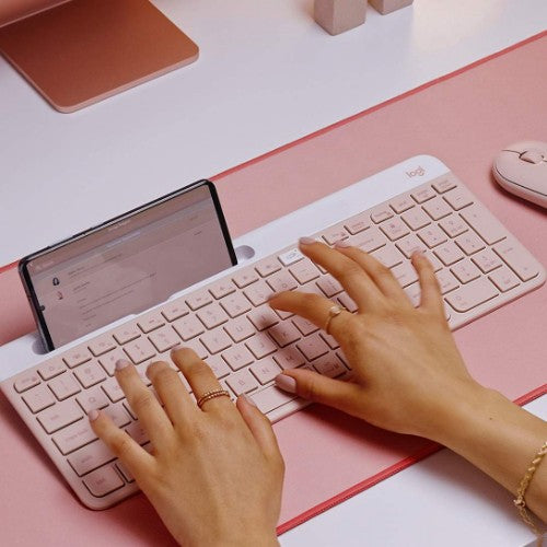 Logitech 920-011477 keyboard Universal RF Wireless + Bluetooth QWERTY US English Rose
