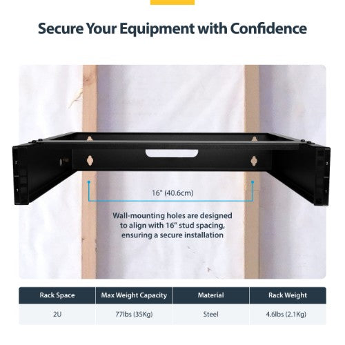 StarTech.com RACK-2U-14-BRACKET rack cabinet Wall mounted rack Black