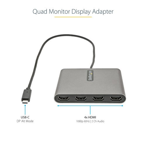 StarTech.com USBC2HD4 USB graphics adapter 1920 x 1080 pixels Gray