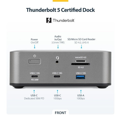 StarTech.com 215N-TB5USB4DOCK laptop dock/port replicator Wired Thunderbolt 5 Gray