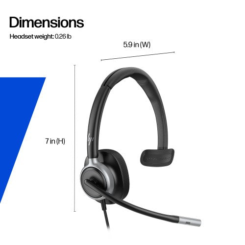 HP Poly Mission 615 Monaural USB Wired Headset