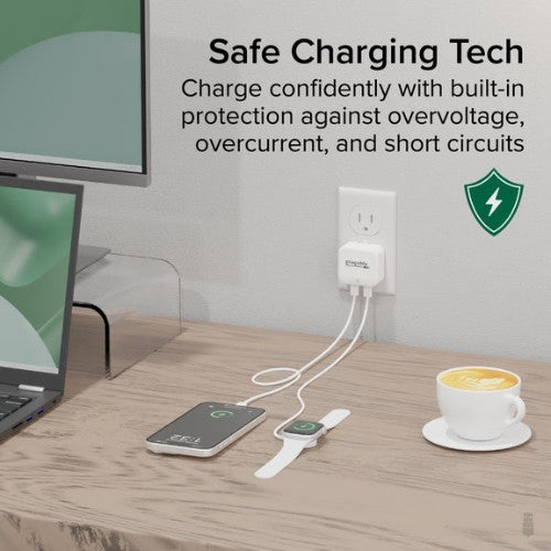 Plugable Technologies PS-40C2W mobile device charger Universal White AC Fast charging Indoor