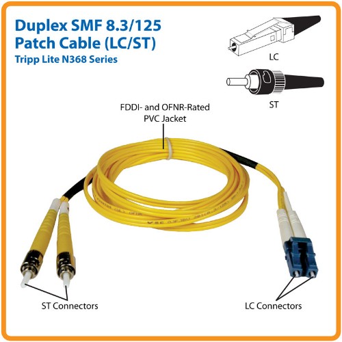 Tripp Lite N368-10M InfiniBand/fibre optic cable 393.7" (10 m) 2x LC 2x ST OFNR Yellow
