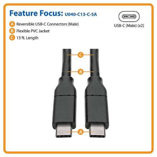 Tripp Lite U040-C13-C-5A USB cable USB 2.0 155.9" (3.96 m) USB C Black