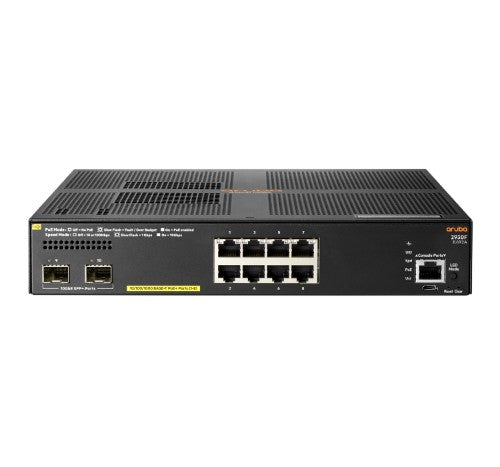 HPE Aruba Networking Aruba 2930F 8G PoE+ 2SFP+ TAA Managed L3 Gigabit Ethernet (10/100/1000) Power over Ethernet (PoE) 1U Gray