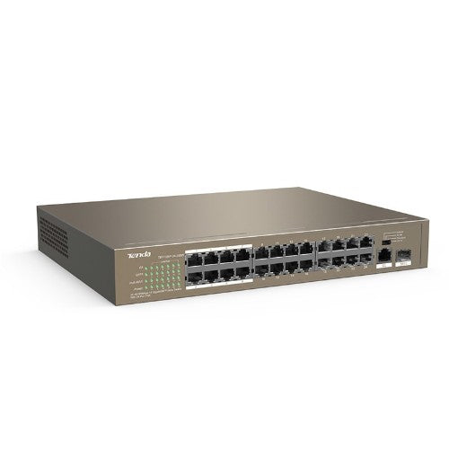 Tenda TEF1126P-24-250W network switch Unmanaged Fast Ethernet (10/100) Power over Ethernet (PoE) Gray