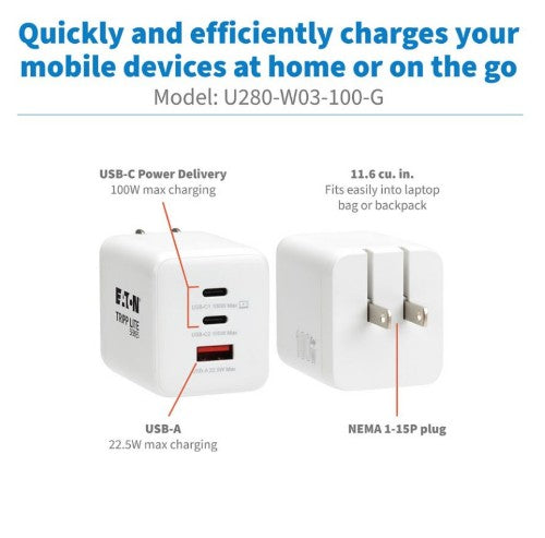 Eaton U280-W03-100-G mobile device charger Laptop, Tablet, Smartphone White AC Indoor