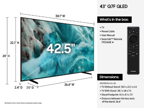 Samsung Q7F QN43Q7FAAF 43" 4K Ultra HD Smart TV Wi-Fi Black