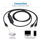Eaton U420P-2X4-140W USB cable USB 2.0 48" (1.22 m) USB C 2 x USB C 0.48 Gbit/s Black, Gray