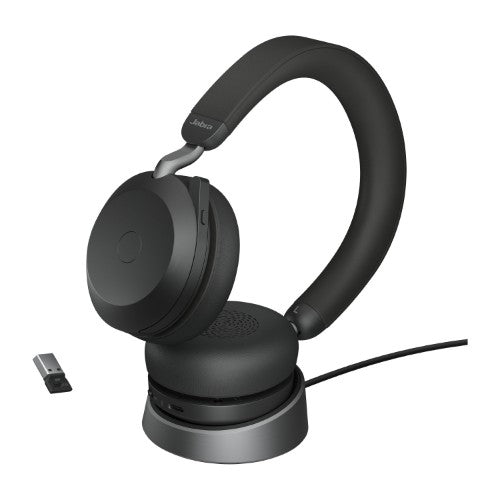 Jabra Evolve2 75 Headset Wireless Head-band Office/Call center Bluetooth Charging stand Black
