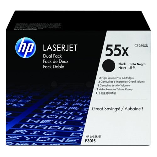 CE255XD (55X) Toner black, 12.5K pages, Pack qty 2