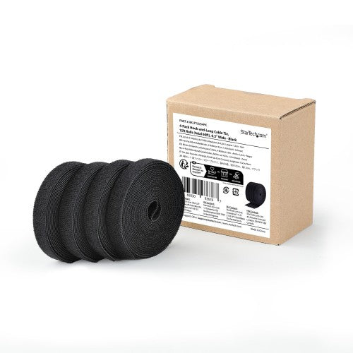 StarTech.com HKLP15054PK cable organizer Universal Hook & loop cable tie Black 4 pc(s)