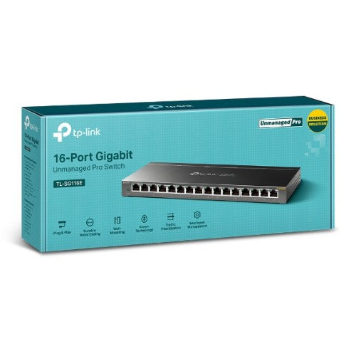 TP-Link TL-SG116E Unmanaged L2 Gigabit Ethernet (10/100/1000) Black