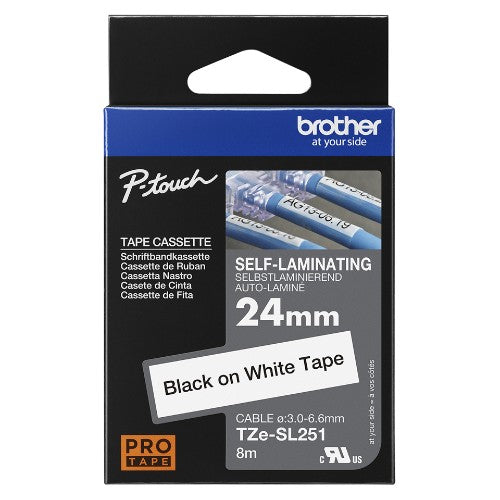 Brother TZESL251 label-making tape Black on white