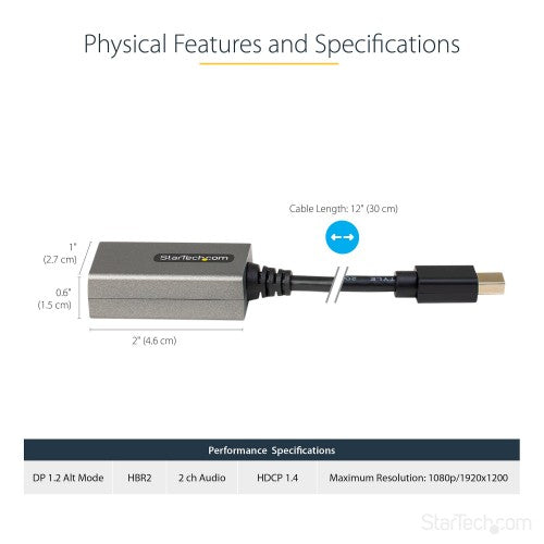 StarTech.com MDP2HDEC video cable adapter 13" (0.331 m) Mini DisplayPort HDMI Type A (Standard)