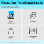 HP Advanced Photo Paper, Glossy, 65 lb, 4 x 6 in. (101 x 152 mm), 100 sheets