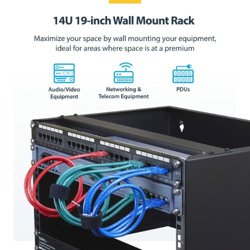 StarTech.com RACK-14U-14-BRACKET rack cabinet Wall mounted rack Black