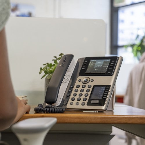 HP Poly Edge E400 IP Phone and PoE-enabled with Power Supply