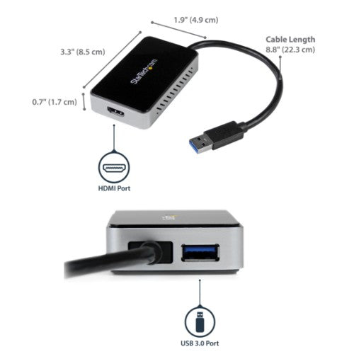 StarTech.com USB32HDEH USB graphics adapter 1920 x 1200 pixels Black