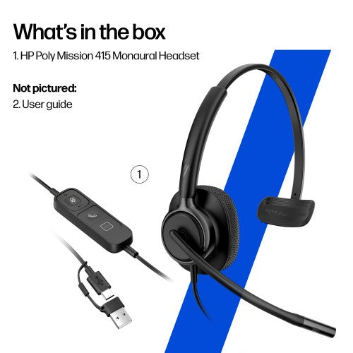 HP Poly Mission 415 Monaural USB Wired Headset (Bulk)