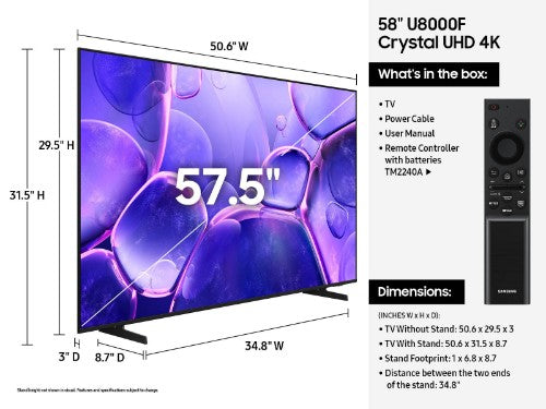Samsung U8000F UN58U8000FF 58" 4K Ultra HD Smart TV Wi-Fi Black