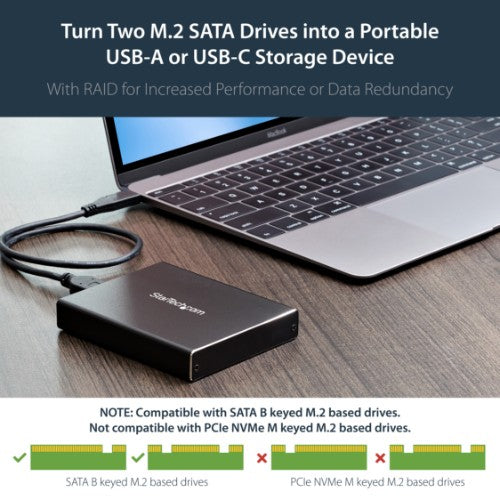 StarTech.com SM22BU31C3R storage drive enclosure SSD enclosure Black M.2