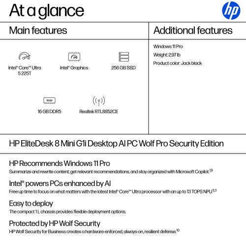 HP EliteDesk 8 Mini G1i Desktop AI PC Wolf Pro Security Edition