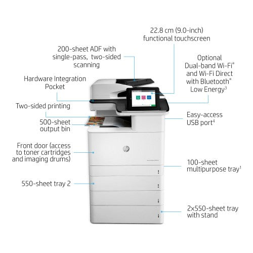 HP Color LaserJet Enterprise LaserJet Enterprise M776dn Multifunction Color Printer, Ethernet Only; Copier, Scanner